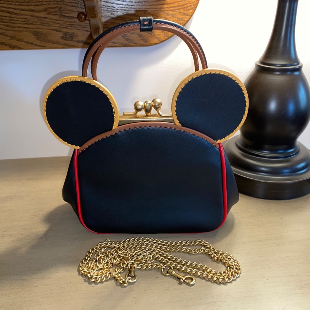 COACH Mickey Mouse x Keith Haring leather kiss lock satchel bag purse 4720